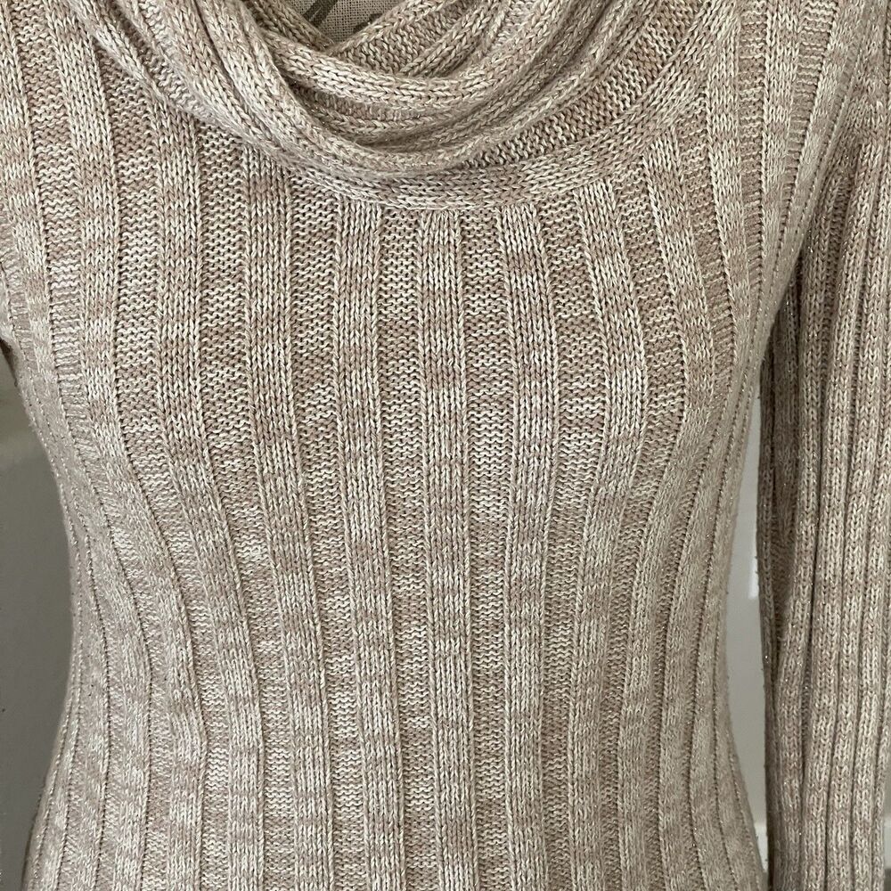 Apt 9 Women's Sweater Long Sleeve Sz Small Shimmer Ribbed Cowl Neck Ribbed Y2K - Picture 6 of 13